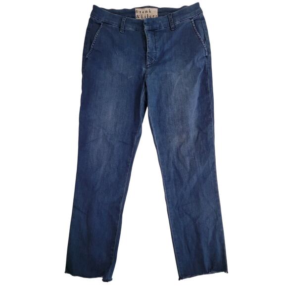 Frank & Eileen Wicklow Straight Jeans | Raw Hem | Blue Denim | Size 8 - Picture 3 of 12